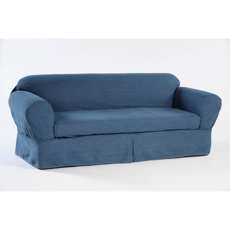Latitude Run® Denim Box Cushion Sofa Slipcover & Reviews Wayfair